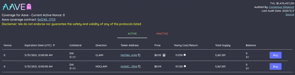 DeFi 保險的尋保人 (Coverage Seeker) 則是可以在市集 (Marketplace) 尋找想要加保的標的