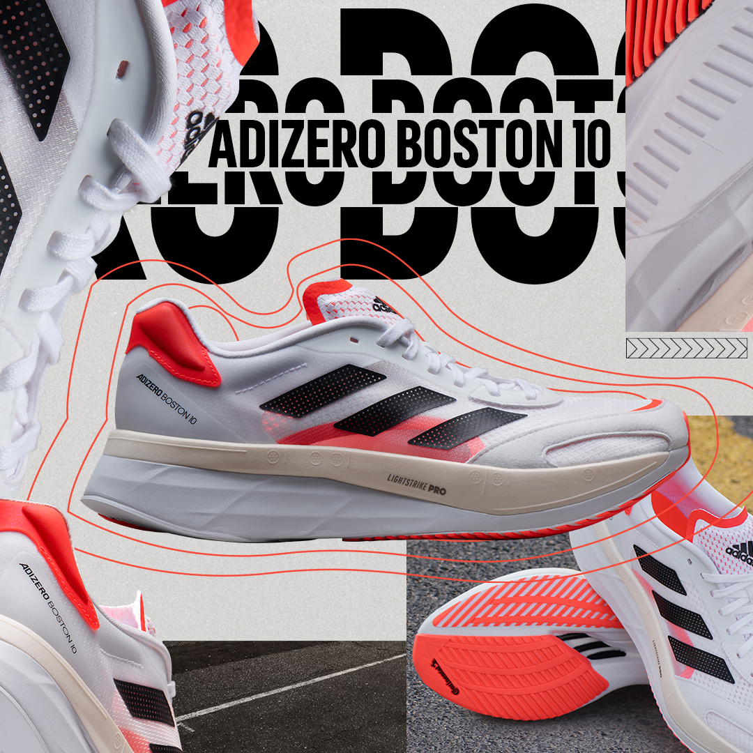 專為中長距離訓練打造的adidas adizero Boston 10全新改版、強勢厚底升級並加入碳纖維裝置,提供跑者更多緩震及回彈力