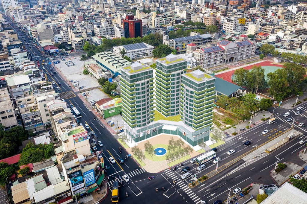 本次民族國小西側精華地公辦都招商地區更新後模擬圖