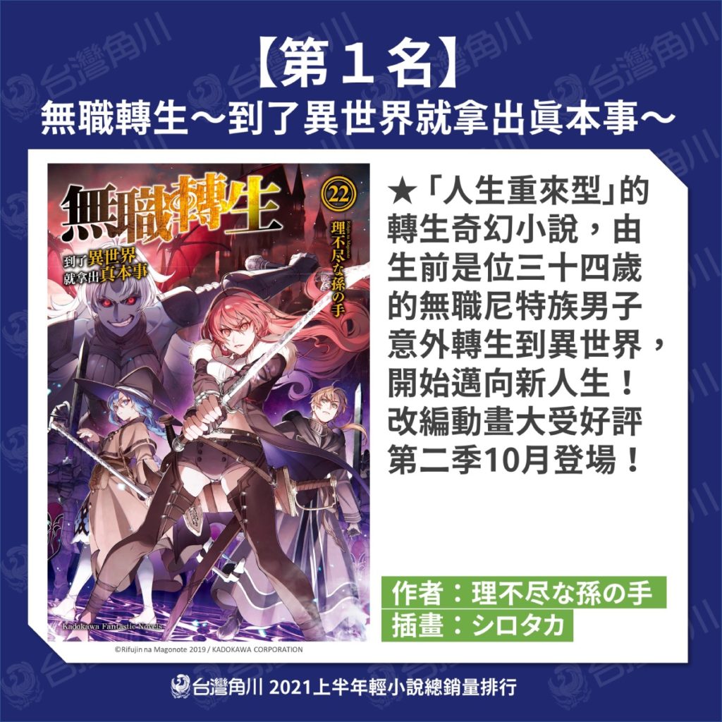 台灣角川2021上半年輕小說TOP10