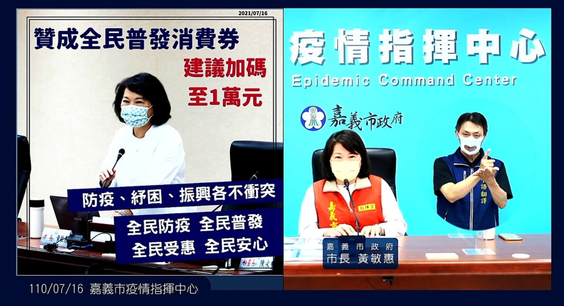 嘉義市「全面開打」18歲以上民眾 市長黃敏惠建議全民消費券加碼至一萬元/波新聞
