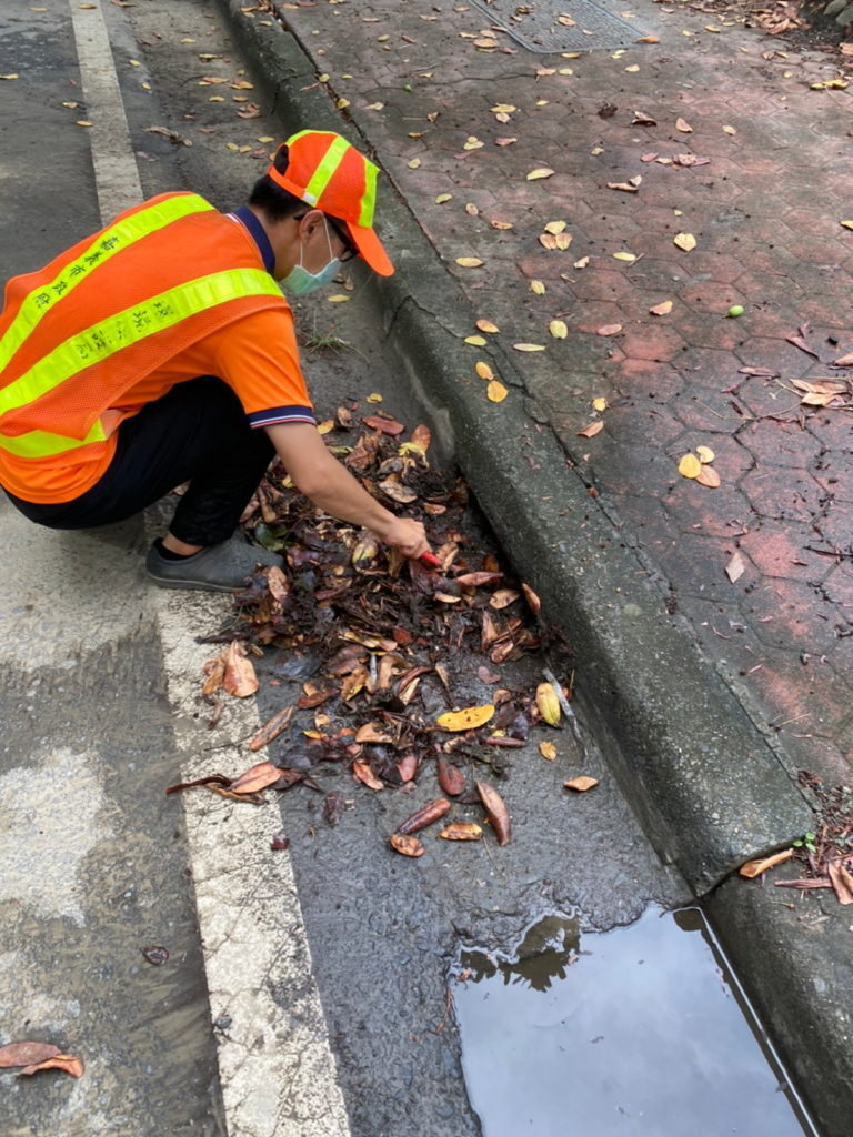 洩水孔清除落葉淤積