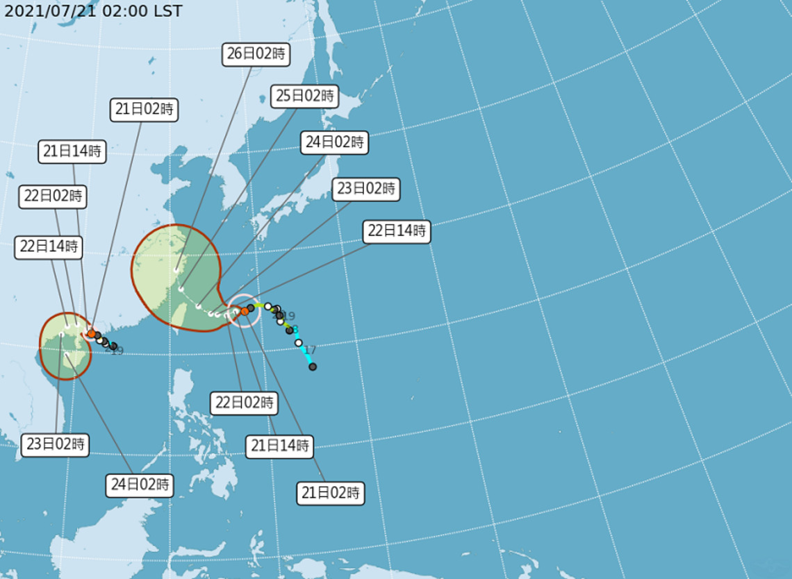 烟花外圍環流 北臺下午雨起 其他午後雷雨 留意海面風浪