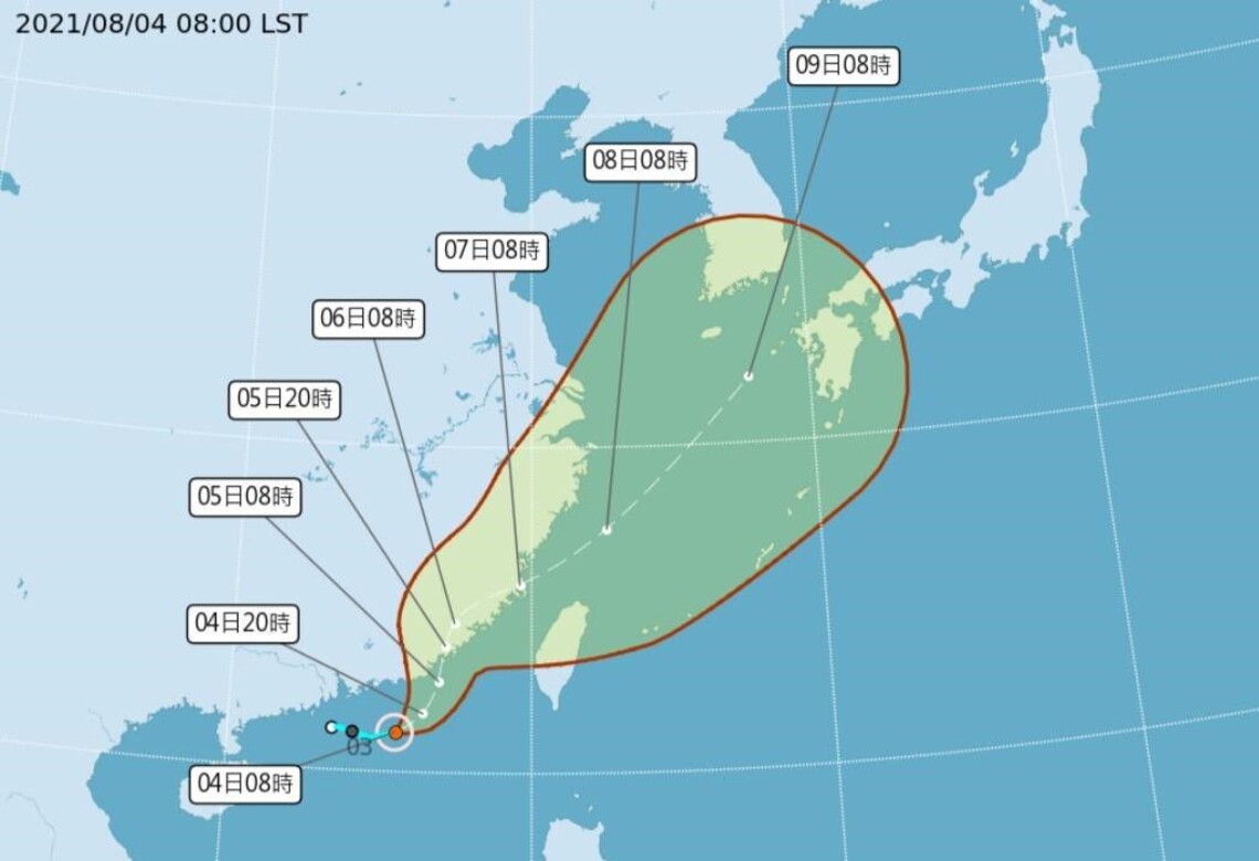 輕度颱風盧碧上午8時形成
