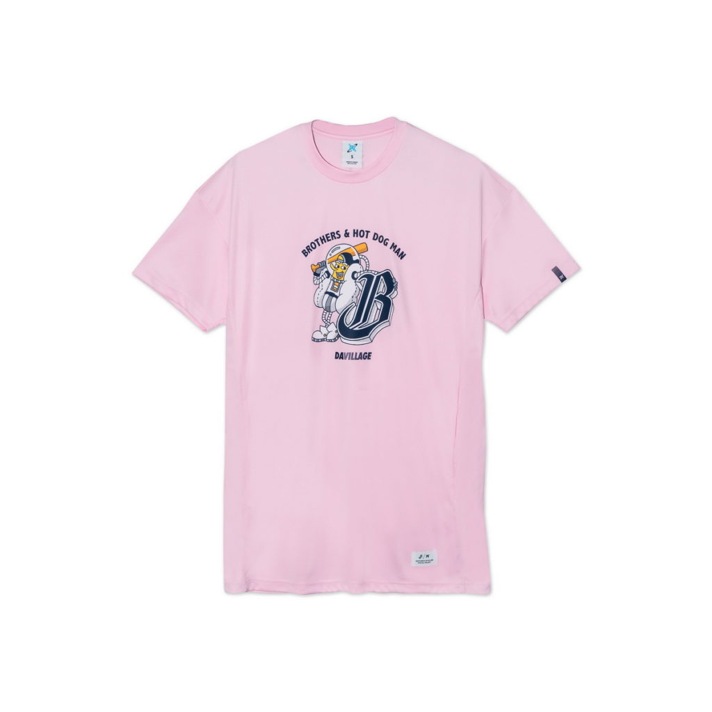 BROTHERS HDM隊徽插畫拼接圓領連身洋裝 粉 $1,050
