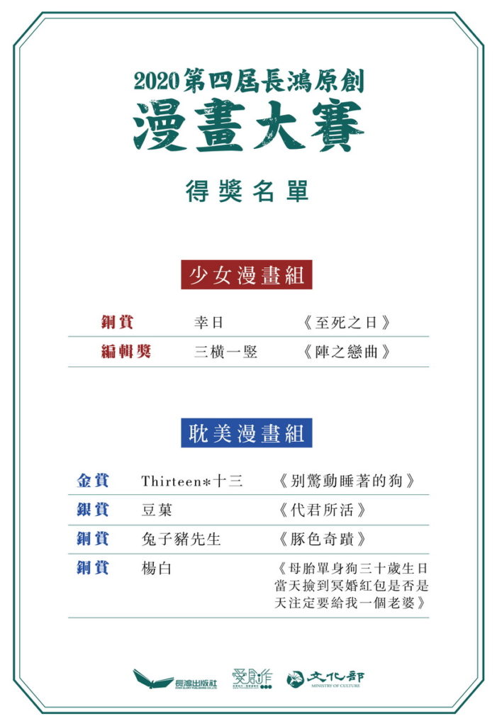 第四屆長鴻原創漫畫大賽得獎名單