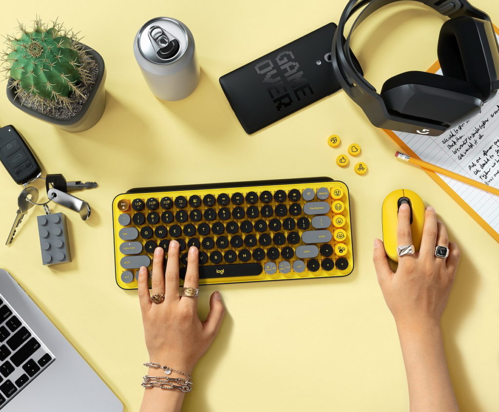 「Logitech羅技POP KEYS無線機械式鍵盤」酷玩黃