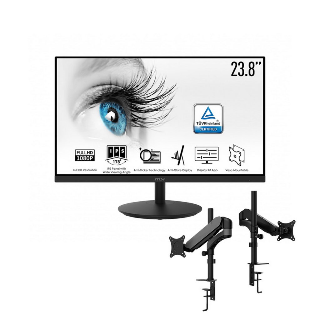 MSI PRO MP242 24型IPS面板防眩光液晶螢幕+MAG MT81螢幕支架,5990元