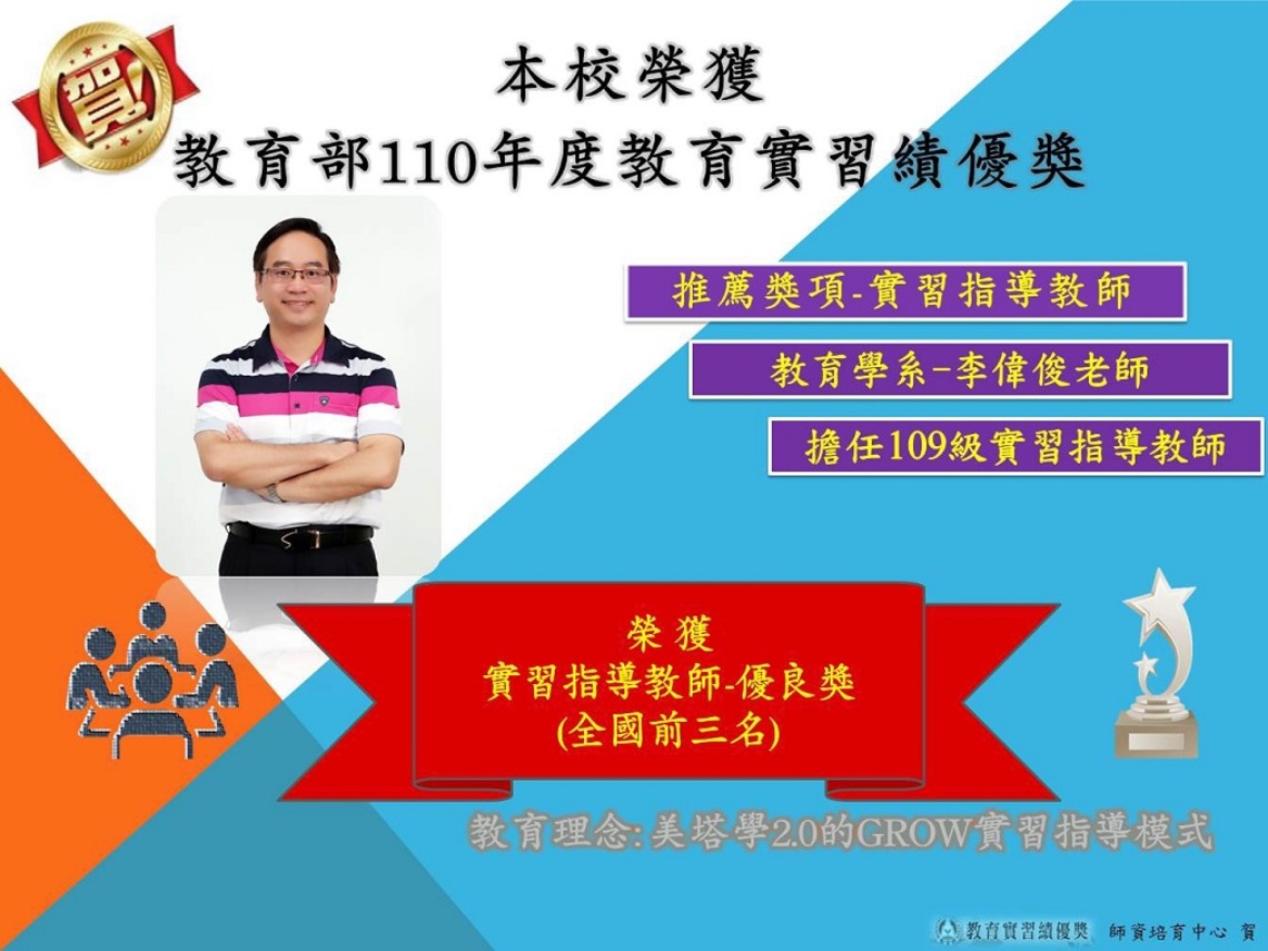 臺東大學李偉俊教授三度獲頒教育部教育實習績優奬/波新聞
