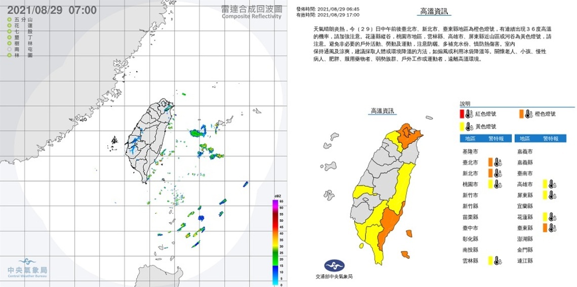 晴朗高溫炎熱 中南部午後局部雷雨