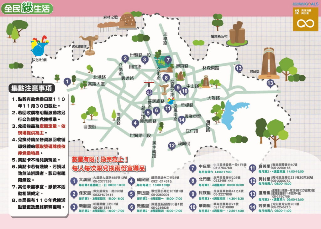 嘉義市共設置14處里資源回收循環好禮站