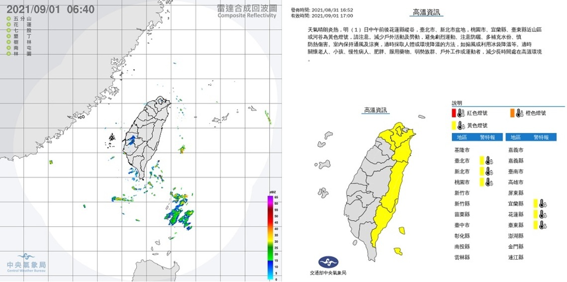 高溫悶熱留意午後雷陣雨   臺東及恆春半島零星雨