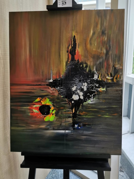 蔡綠綠油畫作品「風華」。(葉志雲攝)