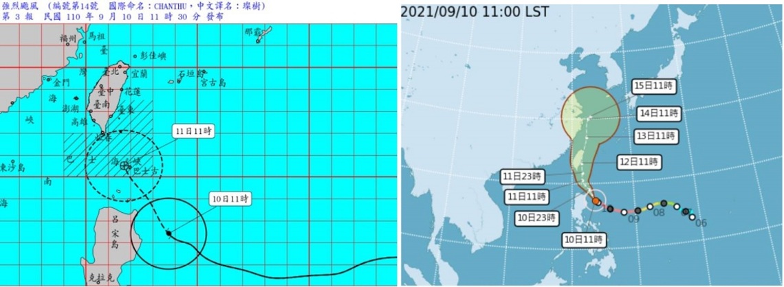璨樹威脅台灣東南部海面 受環流影響花東宜、雙北桃、南投金門逾36度高溫