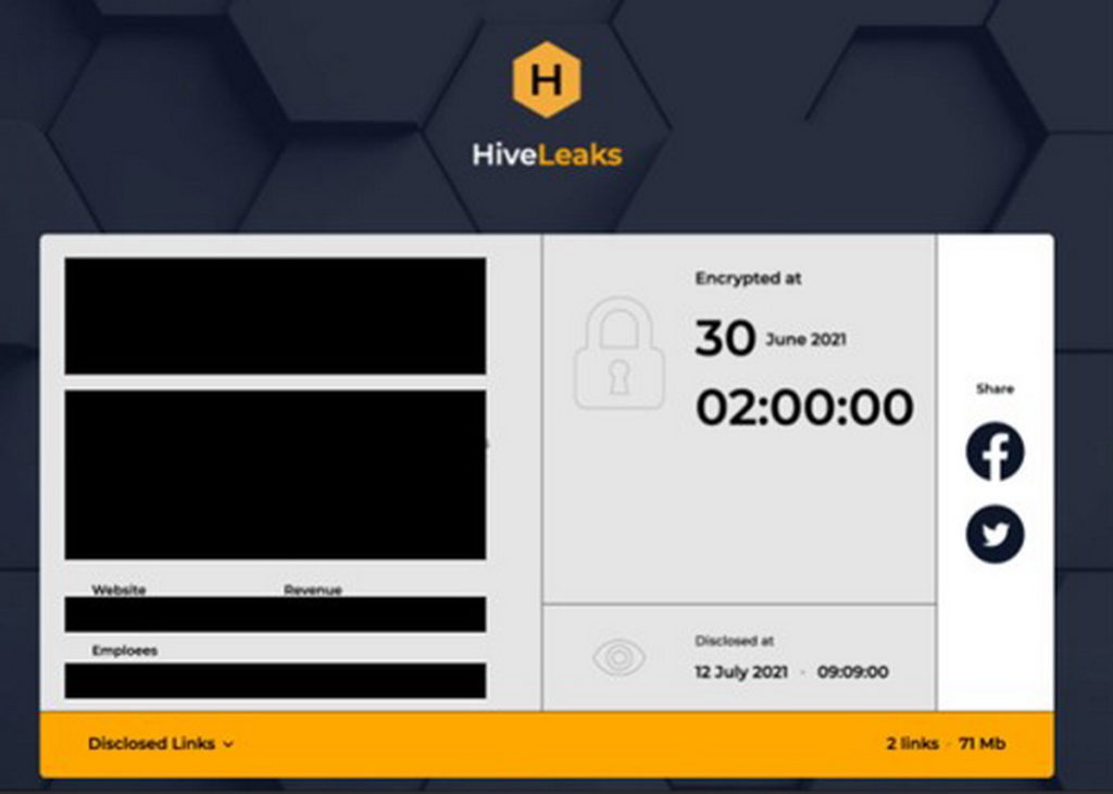 Hive使用倒數計時向受害者施加壓力。