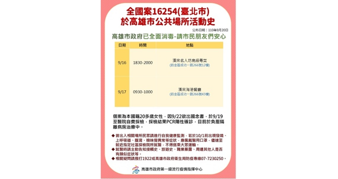 衛生局說明北市個案16254在高足跡