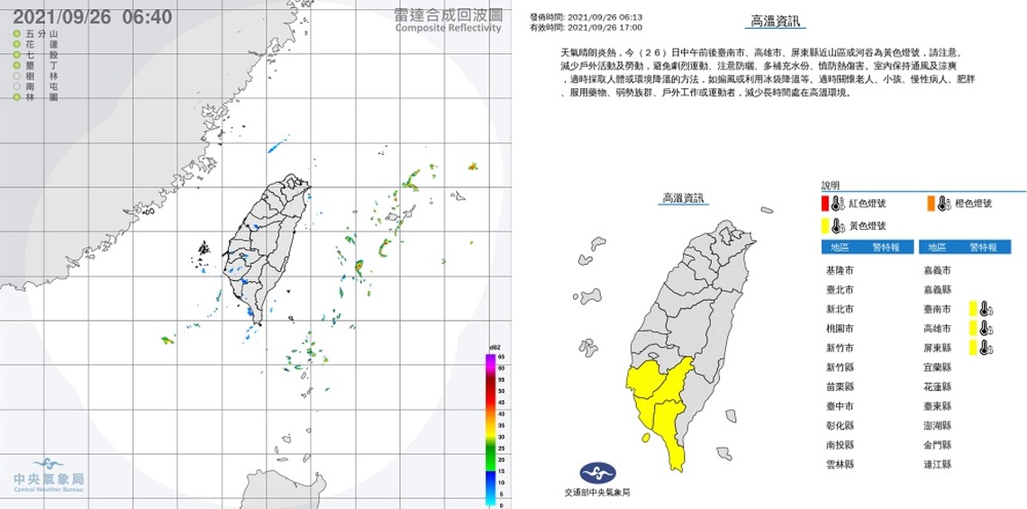 東山飄雨西山午後雷陣雨 西部熱南臺局部36度高溫