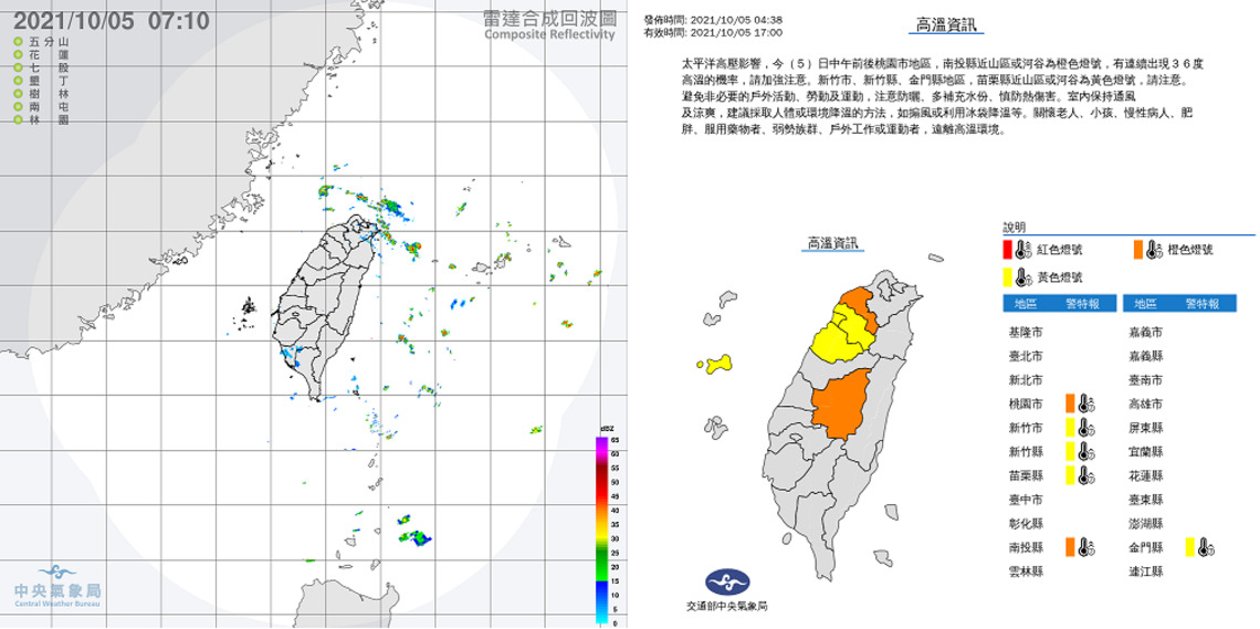 西半部高溫炎熱 中南部地區及各地山區午後提防局部雷陣雨