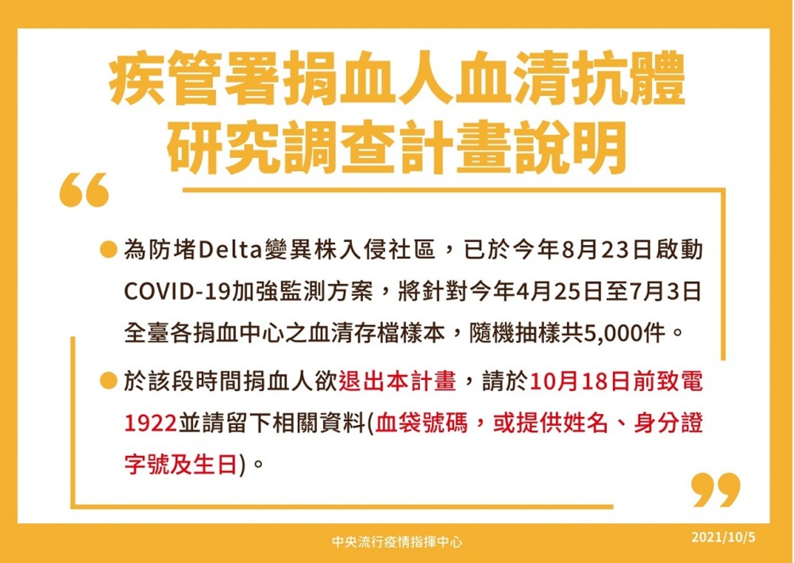 疾管署捐血人血清抗體研究調查計畫說明