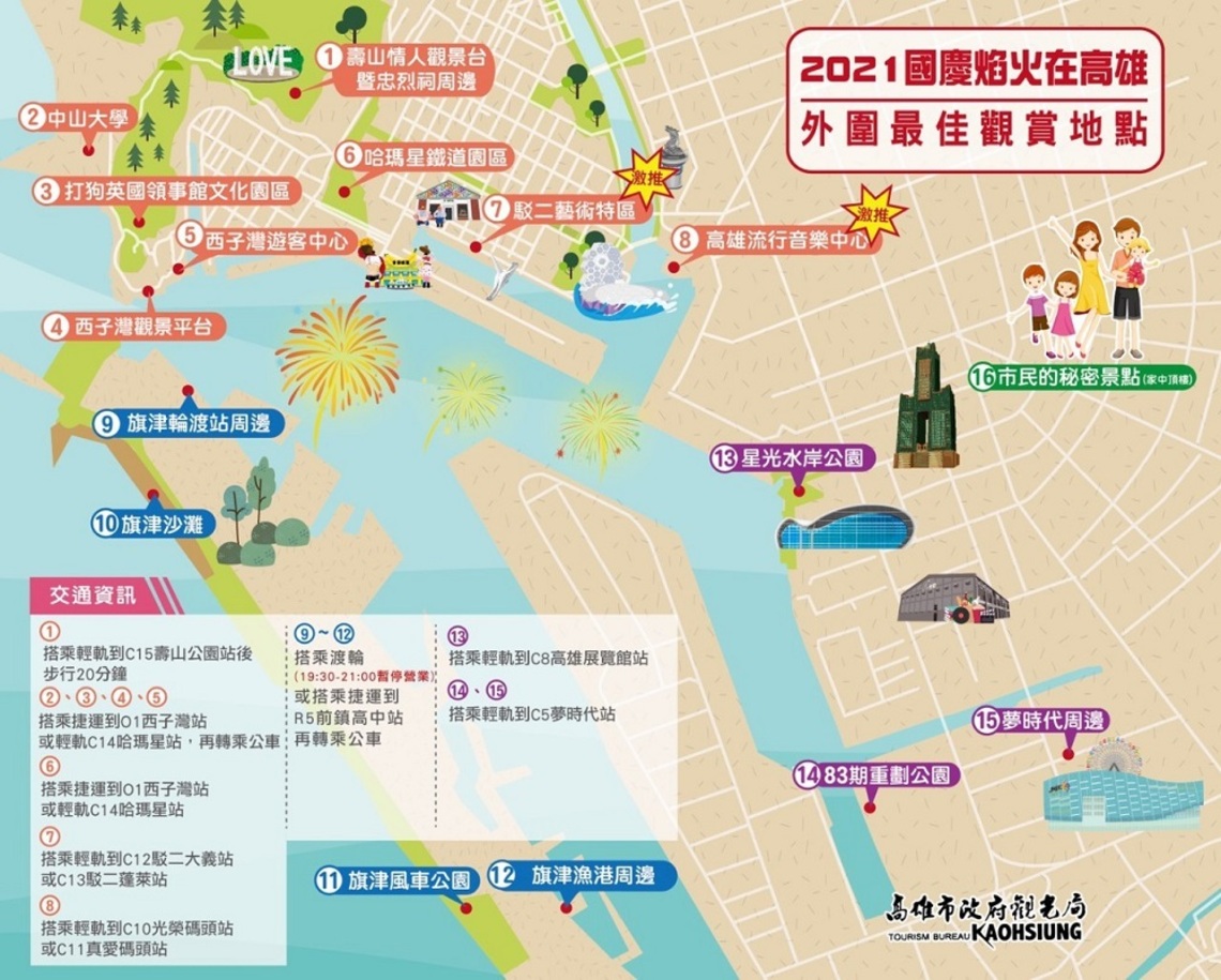 國慶焰火15大最佳觀賞點全攻略曝光 觀光局呼籲:賞焰火搭乘公共運輸、全程戴口罩