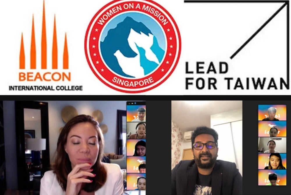 可能是 6 個人和顯示的文字是「 WOMEN ON A MISSION MISSION BEACON INTERNATIONAL COLLEGE SINGAPORE LEAD FOR TAIWAN 」的圖像