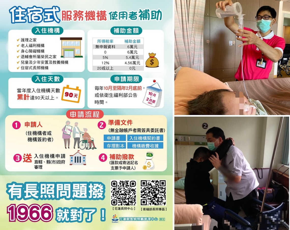 花蓮住宿式服務機構使用者    即起受理申請補助