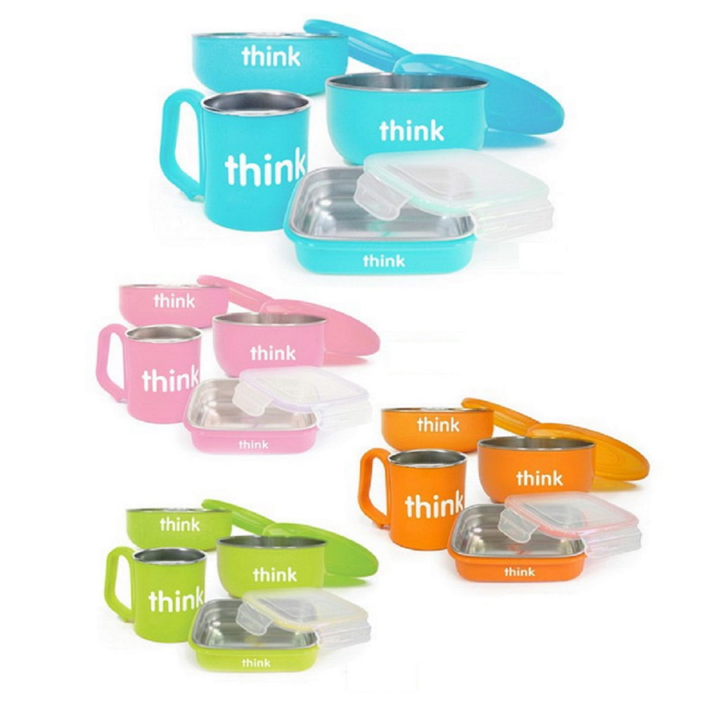 「thinkbaby」雙層隔熱304不鏽鋼兒童環保餐具組