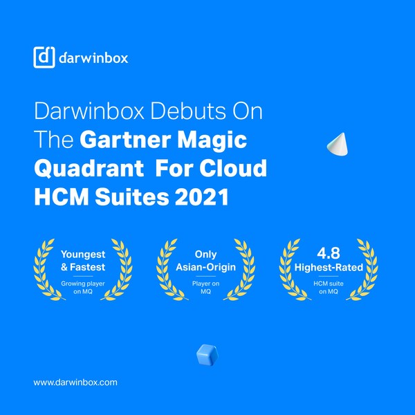 Darwinbox 成為 Gartner 2021 年雲端人力資本管理套裝軟體魔力象限中最年輕也是唯一的亞洲生力軍