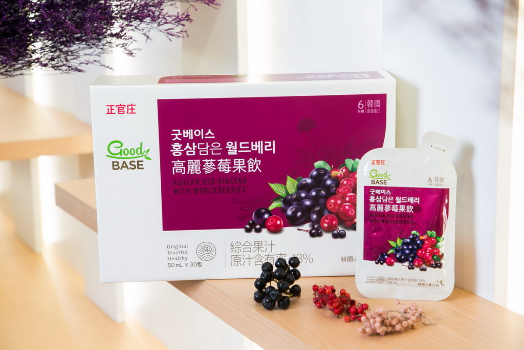 超人氣新品3大莓果全方位養妍美容的「GoodBASE高麗蔘莓果飲」30入特價NT$2,280元(定價NT$2500元),買2盒再享66折激省價NT$3,311元。