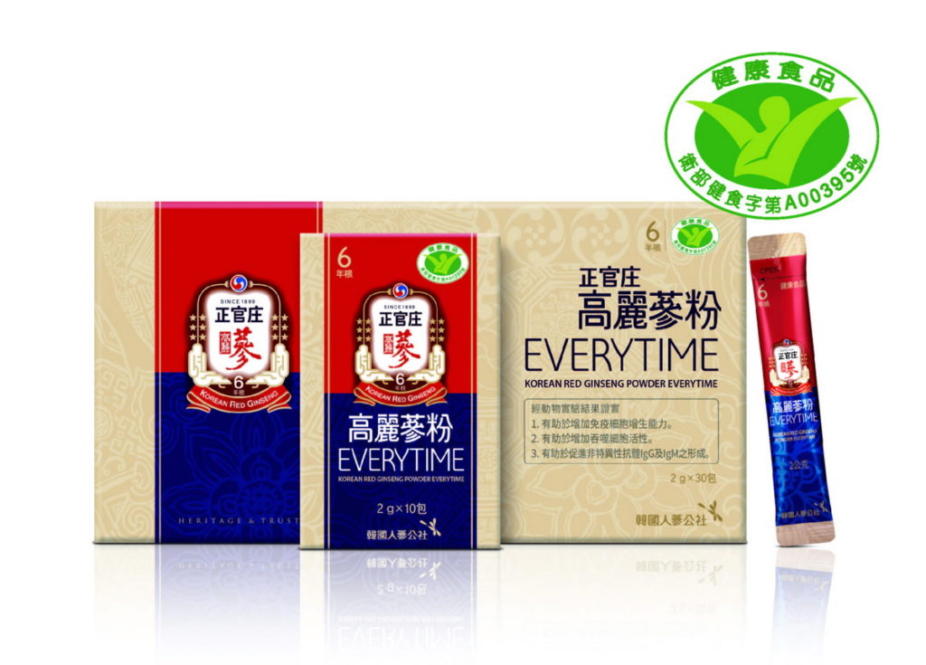擁有調節免疫力健康認證,整株6年根高麗蔘精華的「高麗蔘粉EVERYTIME」10入,121正官庄創社紀念日限定下殺4.1折NT$299帶回家!