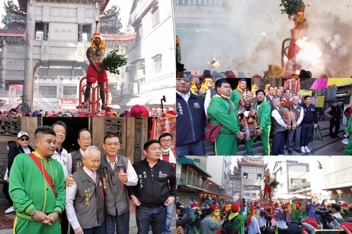 台東寒單遠至嘉邑城隍會香舉行炮炸祈安賜福「巡香和瘟」