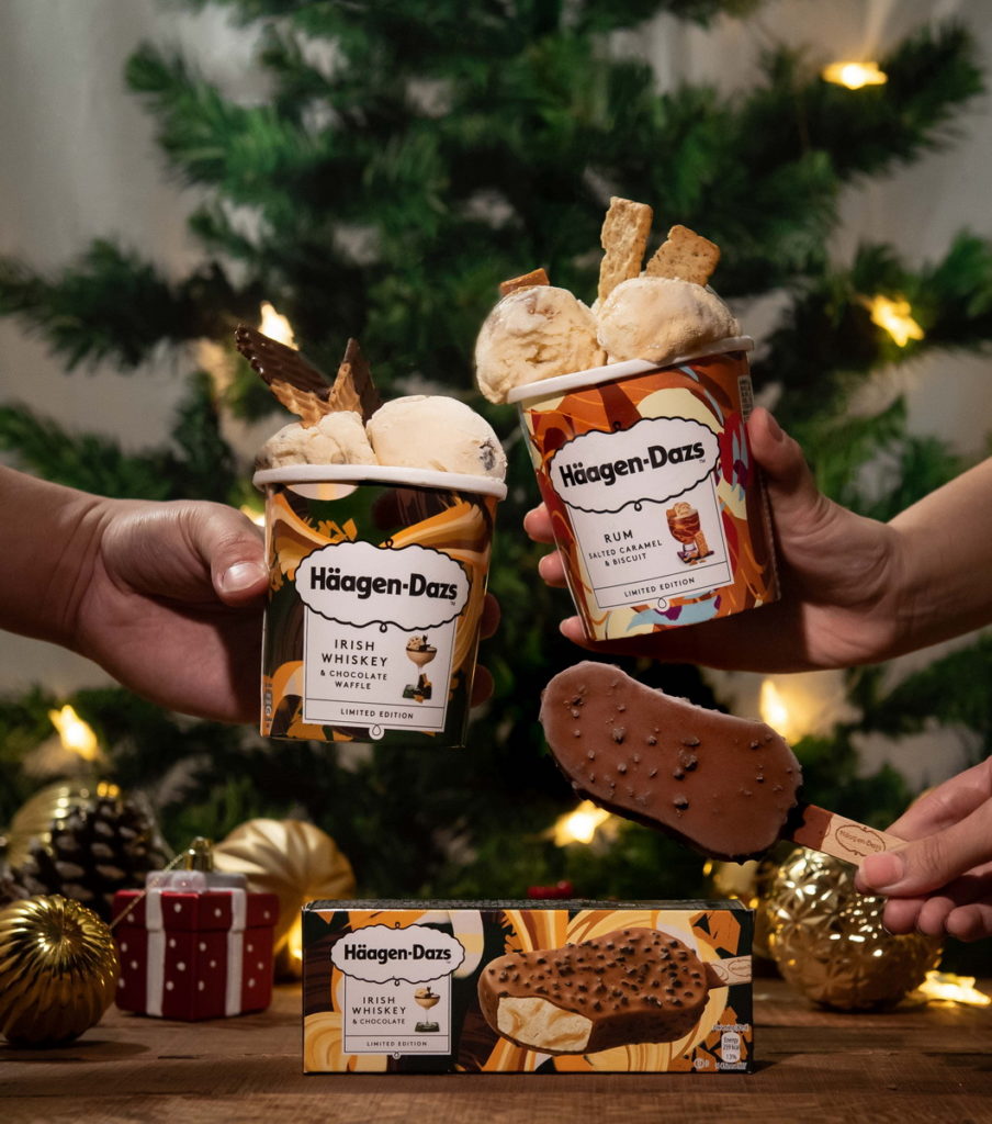 Häagen-Dazs全新推出調酒冰淇淋「焦糖脆餅蘭姆酒冰淇淋」、「愛爾蘭威士忌巧克力脆餅冰淇淋」、「愛爾蘭威士忌巧克力雪糕」