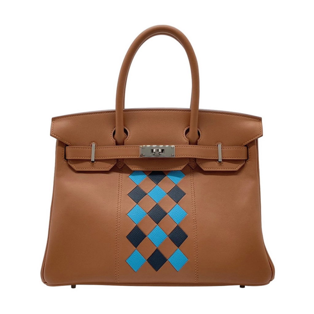 Hermès  Birkin 30 菱格拼接皮革手提柏金包(銀扣.Gold棕) NT$718,000