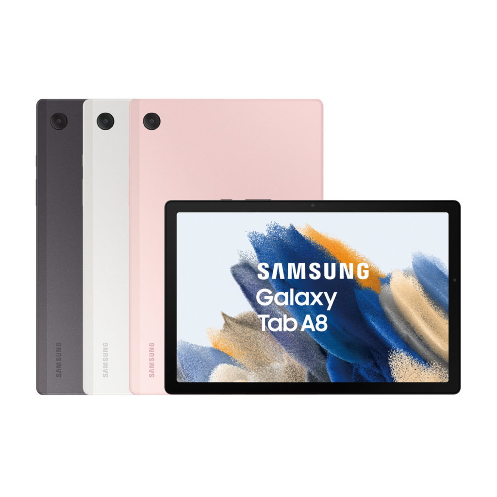 超星機Galaxy Tab A8驚艷登台,依型號共有灰、銀、粉三色可供選擇