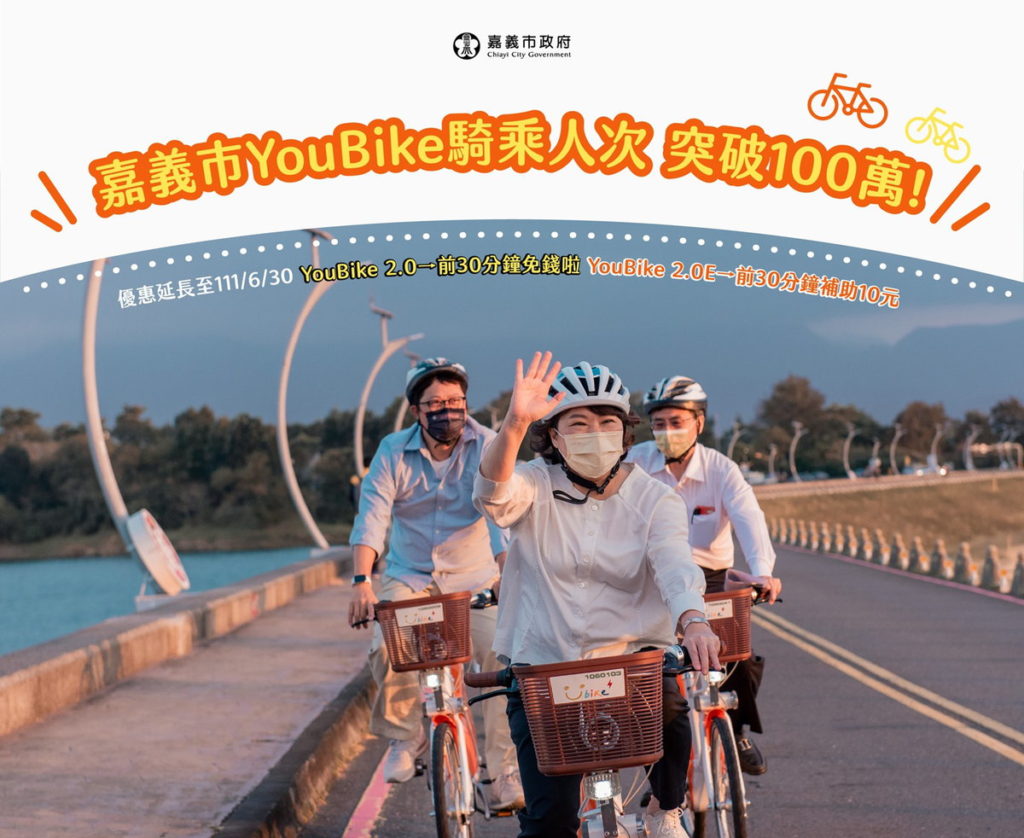 嘉義市YouBike騎乘人次突破100萬