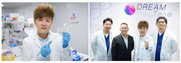 左圖:夢芊科技科學總監鄺緯陽博士 右圖:鄺緯陽博士(右二)、宋振洲博士(右一)、胡錦洲博士(左一)與香港都會大學史東甫教授(左二) 左圖:夢芊科技科學總監鄺緯陽博士 右圖:鄺緯陽博士(右二)、宋振洲博士(右一)、胡錦洲博士(左一)與香港都會大學史東甫教授(左二)