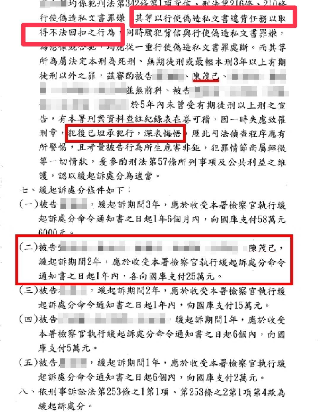 圖片說明:里長陳茂己受訪時堅不承認收回扣一事,慘遭投訴爆料者所提供的判決書打臉。