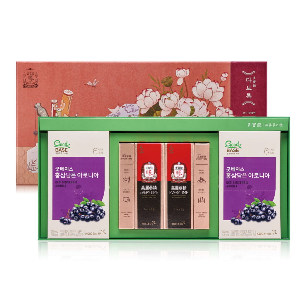 滋養蔘之禮內含高麗蔘精EVERYTIME 20入及高麗蔘野櫻莓飲10入，全方位守護美妍力x保護力，特價NT$1,680。