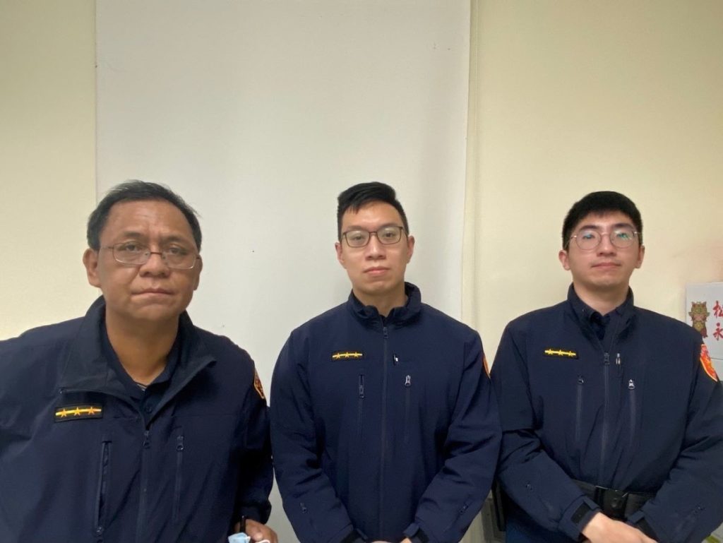 西湖派出所警員李進德(左)、鄧在軒(中)、廖殷挺(右)