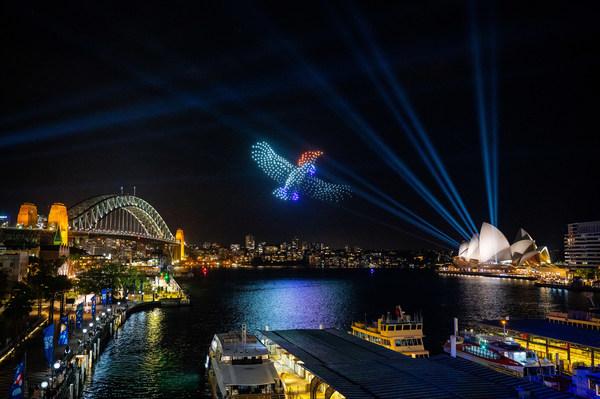 ELEVATE SkyShow, where 500 choreographed drones lit the skies above Sydney Harbour as part of ELEVATE Sydney 2022. ELEVATE SkyShow, where 500 choreographed drones lit the skies above Sydney Harbour as part of ELEVATE Sydney 2022.
