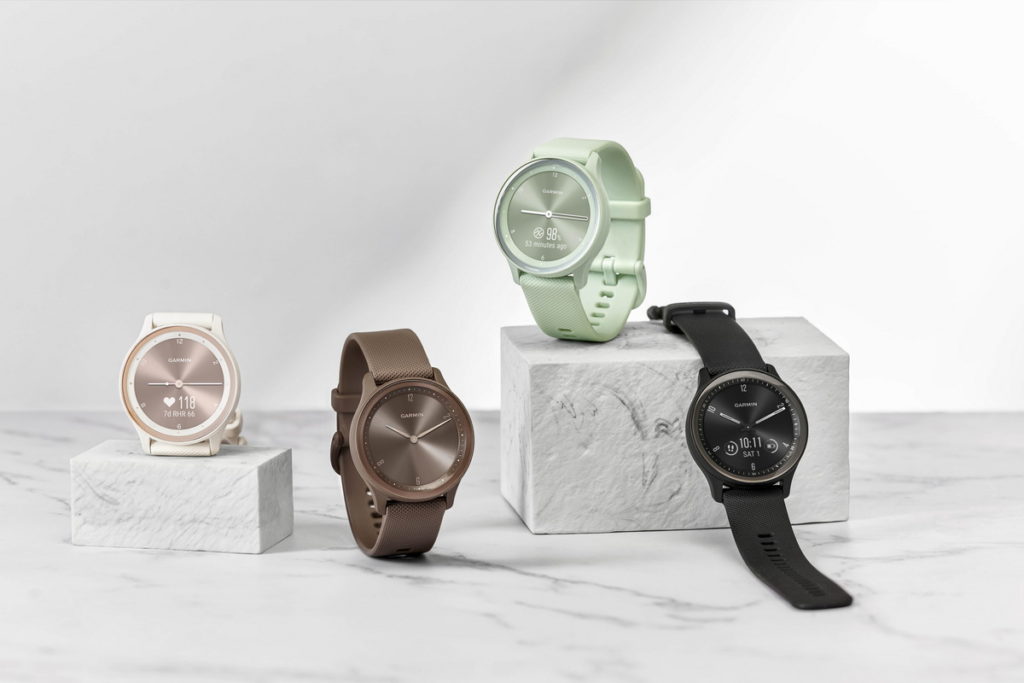 Garmin 「vívomove Sport指針智慧腕錶」,全系列4款2022春夏流行色,無論是追求風格的都會日常或是專業俐落的職場穿搭,皆能從容轉換