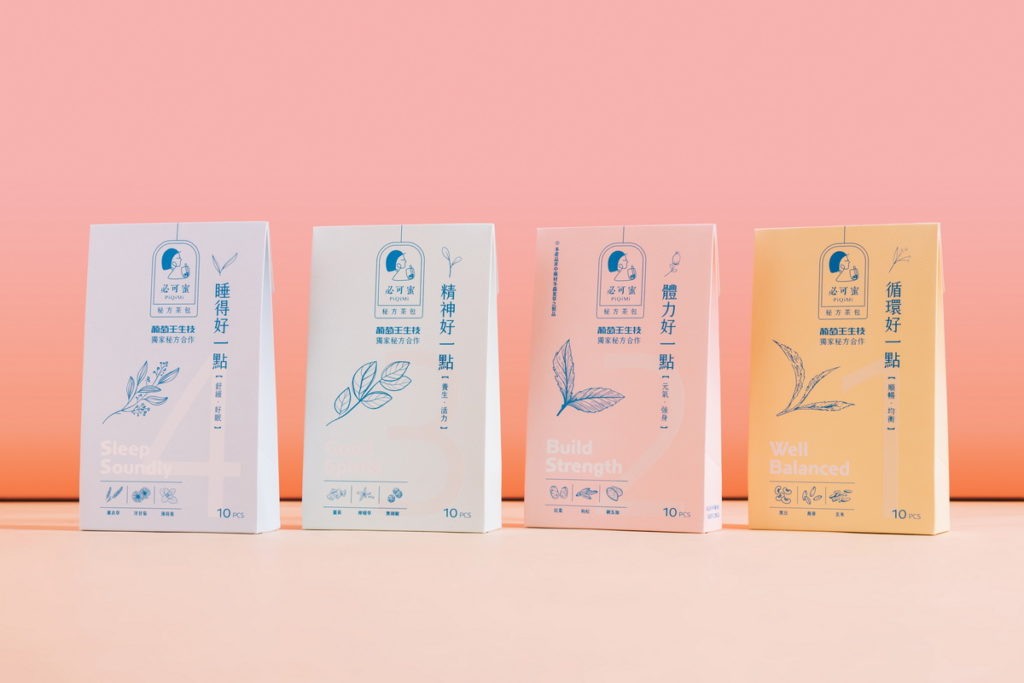 共四款不同療癒身心的必可蜜PiQiMi秘方茶包。(照片提供:必可蜜)