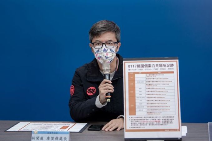 新聞處長詹賀舜公布確診者公共場所足跡。圖：市府提供