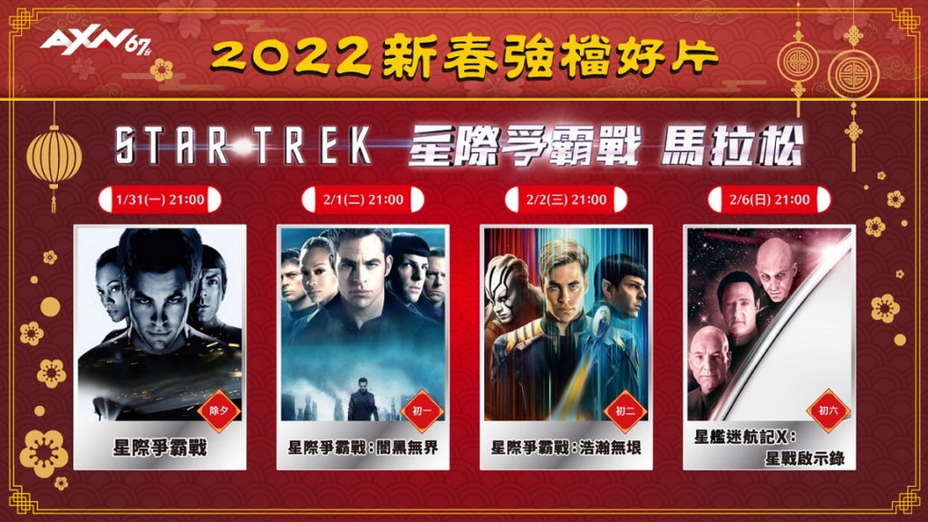 凱擘大寬頻AXN頻道新春強片盡出,星際爭霸戰系列電影看到飽!