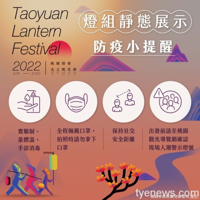 防疫小提醒 2022桃園燈會防疫提醒。圖:桃市觀旅局提供