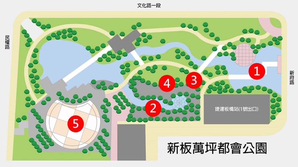 ▲萬坪公園燈區地圖。(圖/新北市板橋區公所提供)