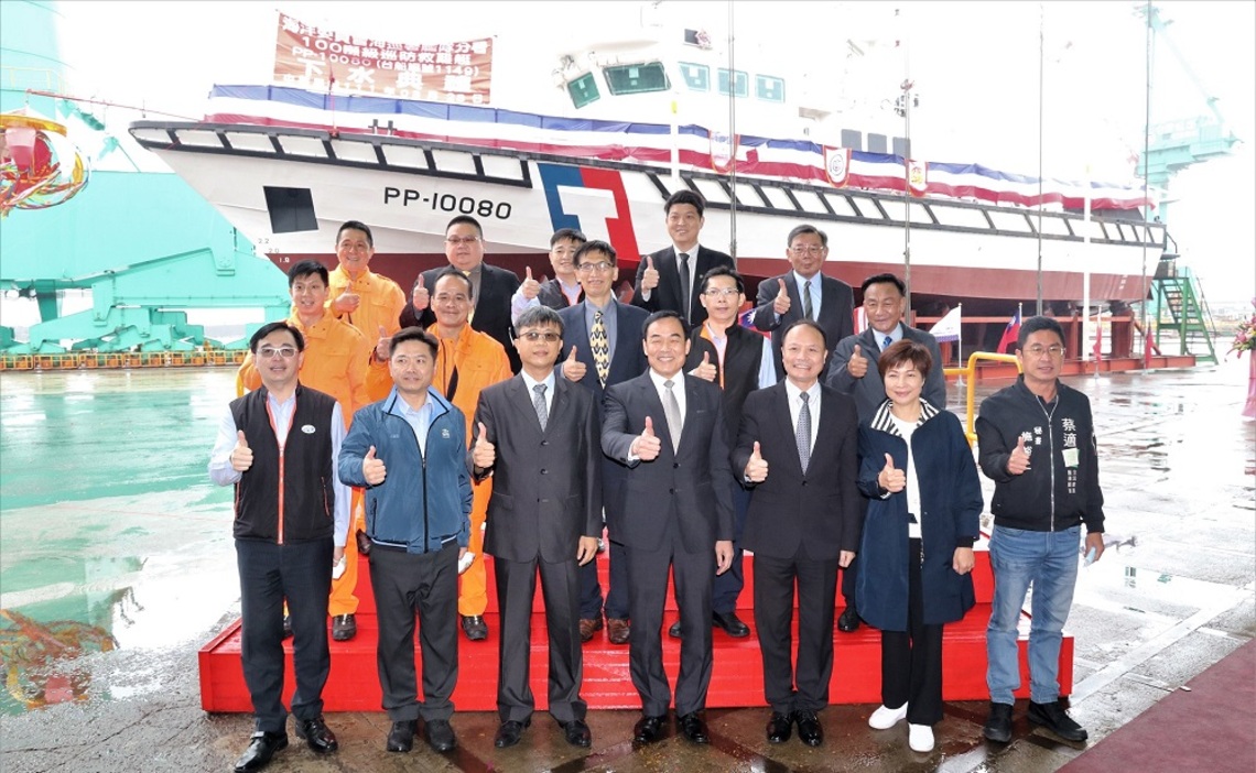 台船承造海巡署第11艘100噸級巡防救難艇今下水典禮 後續4艘2023年全部完工交船