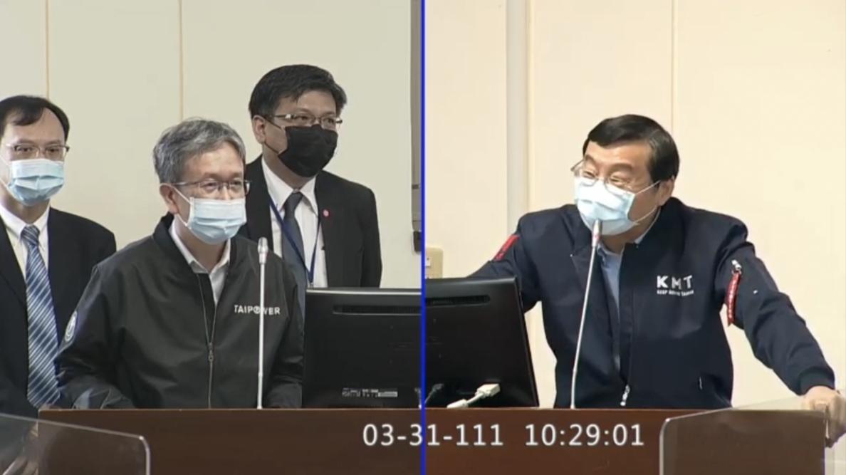 國民黨立委曾銘宗3月31日質詢台電總經理王耀庭。