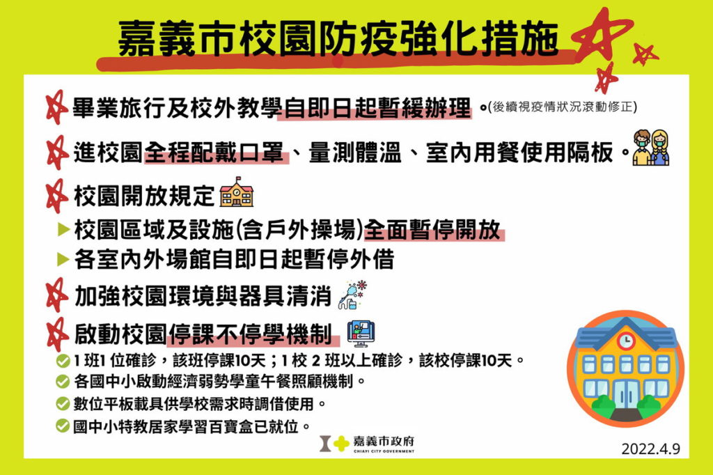 嘉義校園與補習班等加強防疫措施