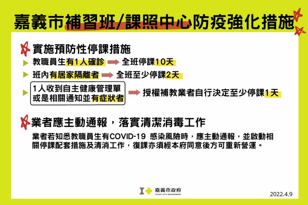 嘉義校園與補習班等加強防疫措施
